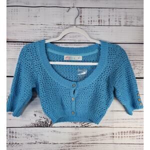 Free People Beach NWT Crochet Button up crop sweater size XS